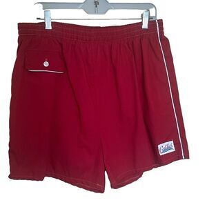 Vintage Cal Surf Mens Size 34 Board Swim Trunks Red Pocket Drawstring Waist